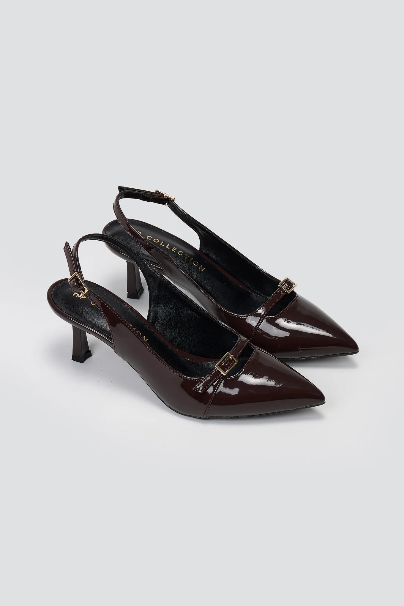 Γόβες slingback με kitten heel - Καφέ λουστρίνι - Image 6