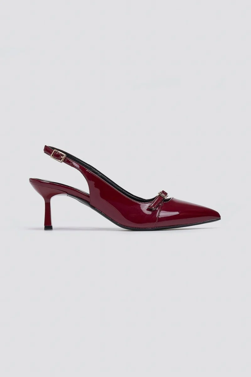 Γόβες slingback με kitten heel - Μπορντώ Λουστρίνι - Image 3
