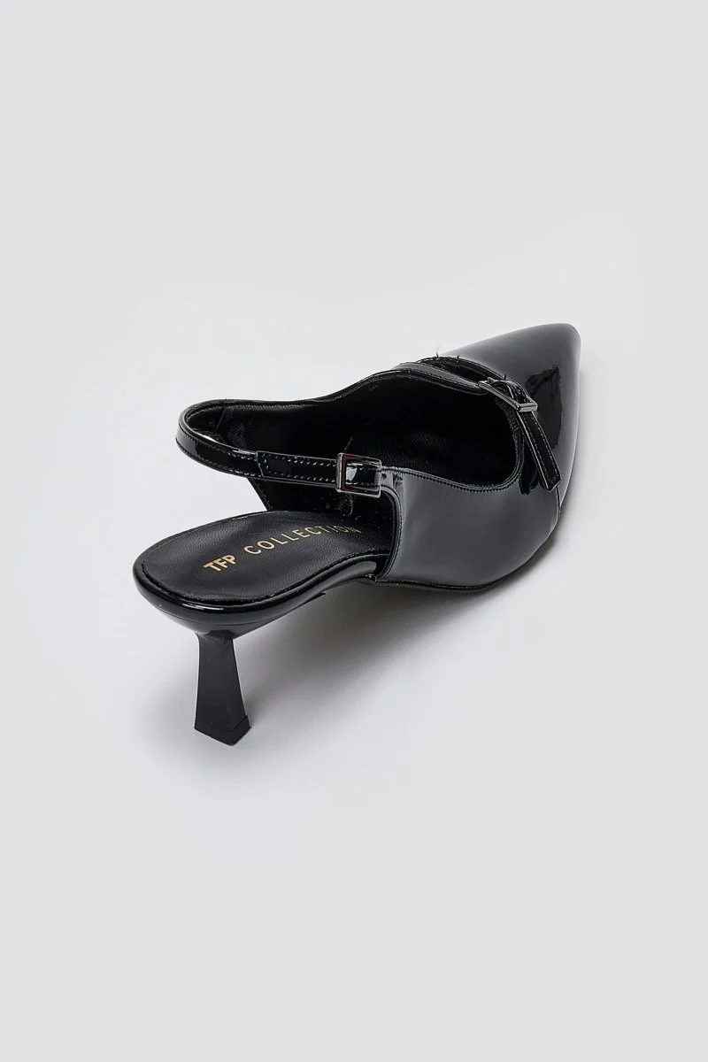 Γόβες slingback με kitten heel - Μαύρο Λουστρίνι - Image 7