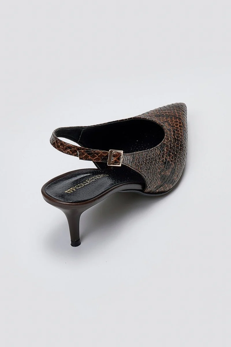 Γόβες μυτερές slingback - Καφέ Snake Print - Image 7