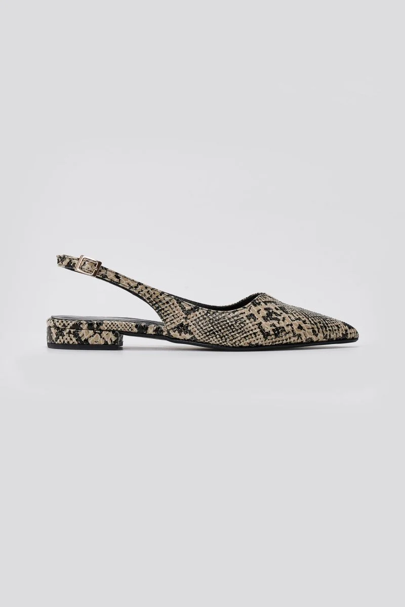 Μυτερές slingback μπαλαρίνες - Ιβουάρ Μαύρο Snake Print - Image 3