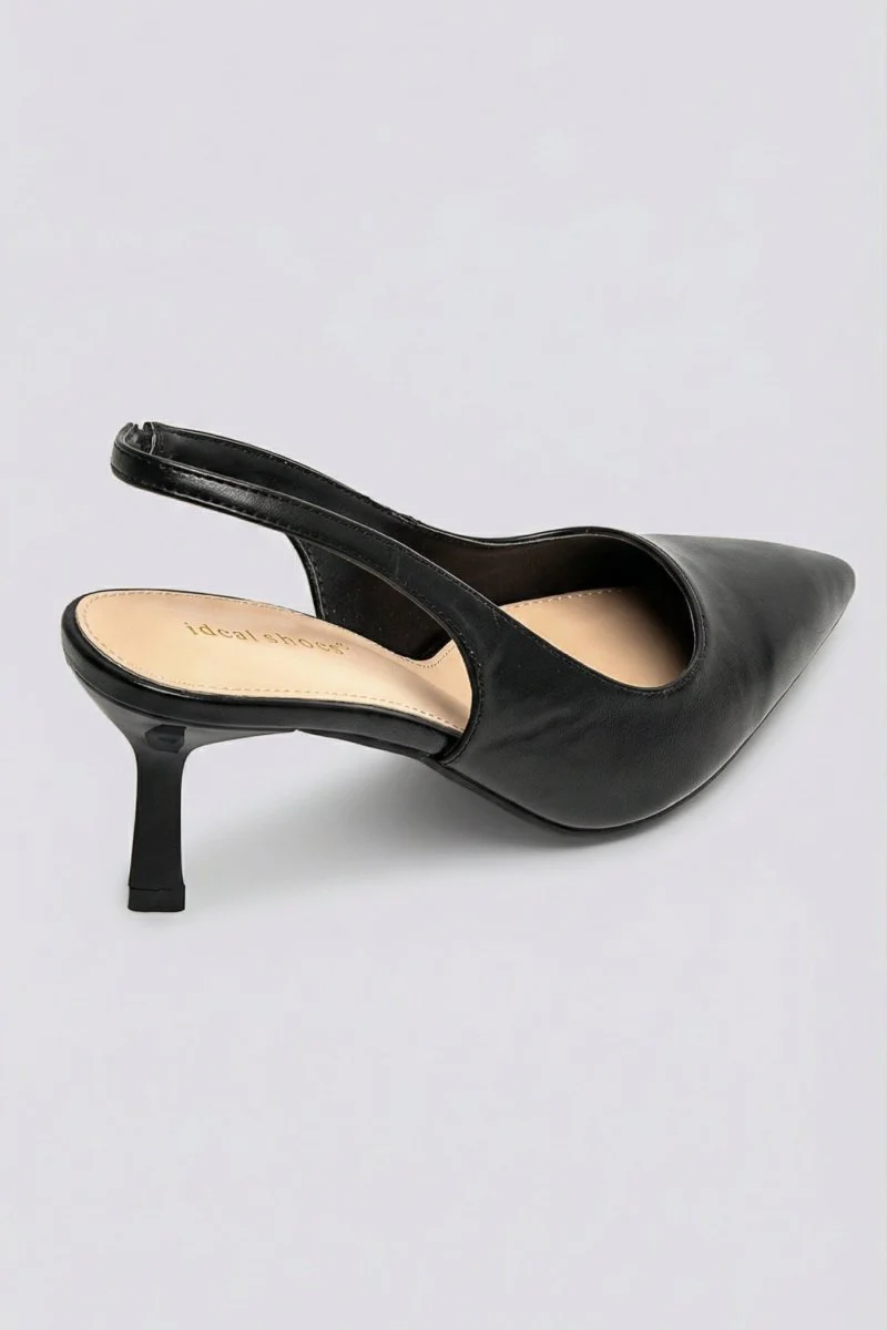 Γόβες slingback με μυτερή μύτη - Μαύρο Ματ - Image 3