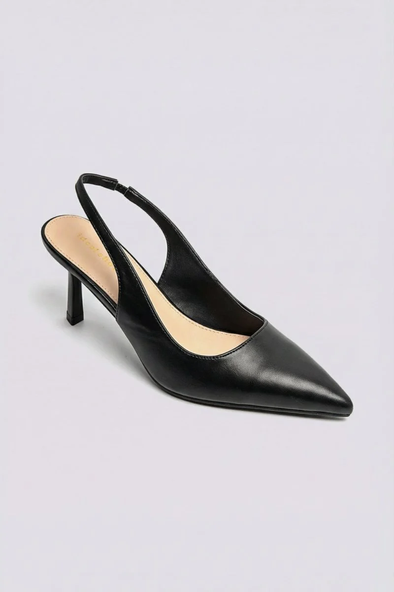 Γόβες slingback με μυτερή μύτη - Μαύρο Ματ - Image 4