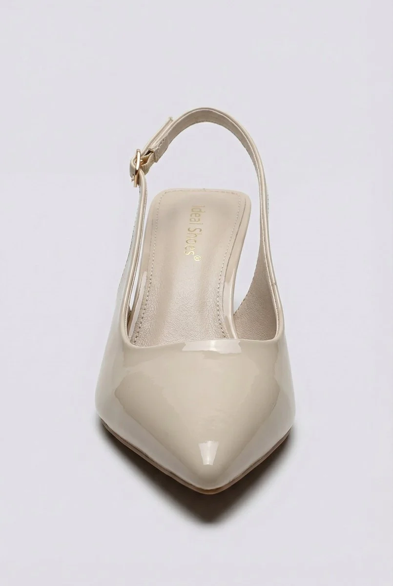 Γόβες Slingback - Μπεζ Λουστρίνι - Image 6