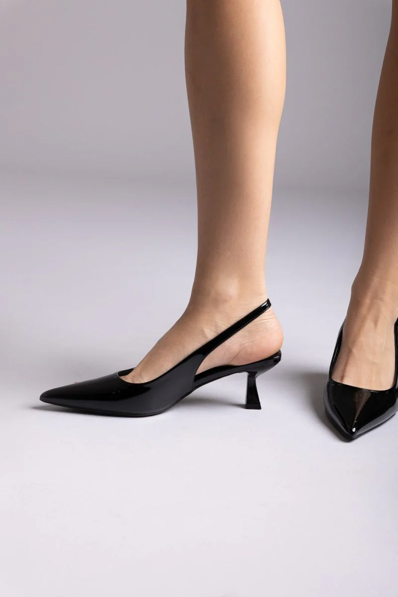 Γόβες Slingback - Μαύρο Λουστρίνι - Image 2