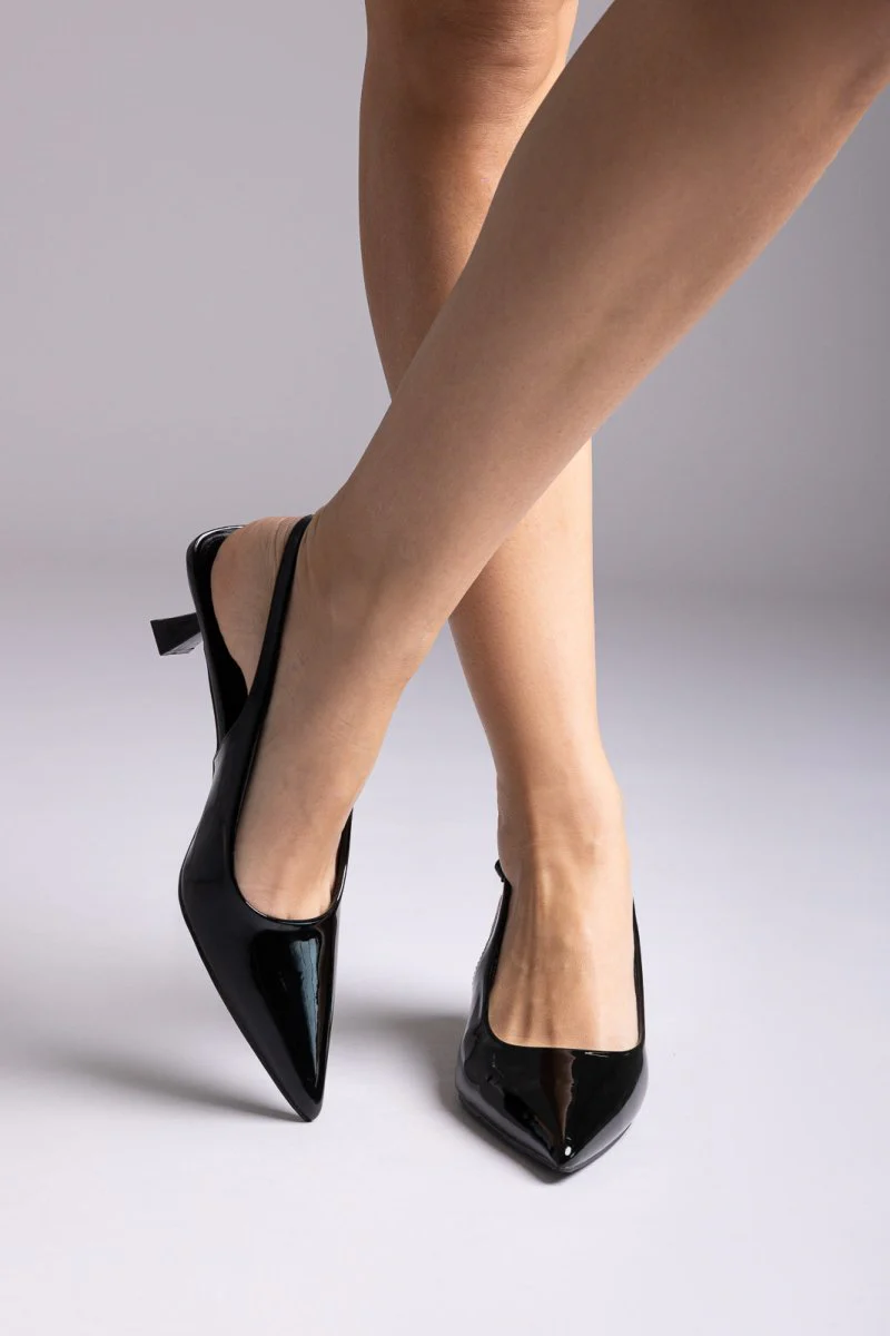 Γόβες Slingback - Μαύρο Λουστρίνι - Image 3