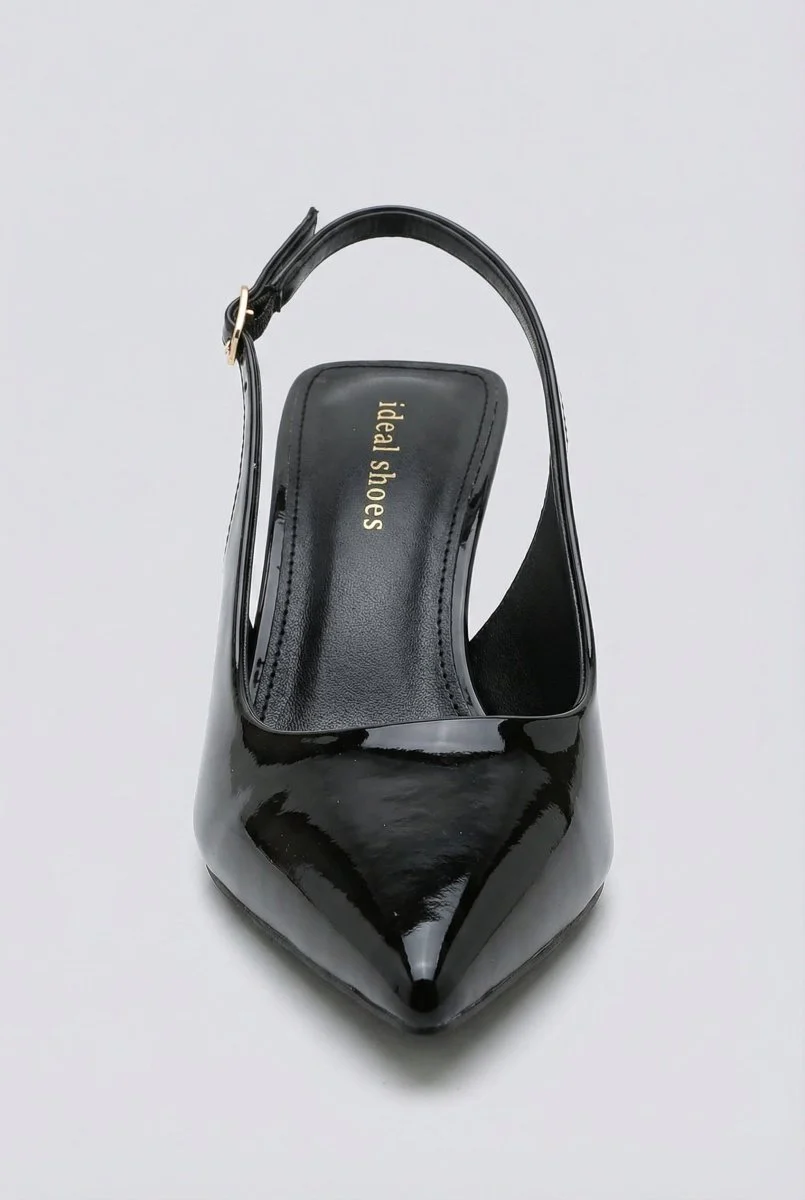 Γόβες Slingback - Μαύρο Λουστρίνι - Image 5