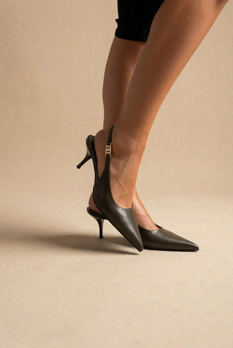 Γόβες Slingback Kitten Heel - Λαδί Ματ