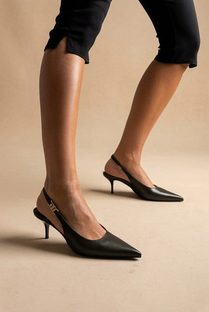 Γόβες Slingback Kitten Heel - Λαδί Ματ - Image 2