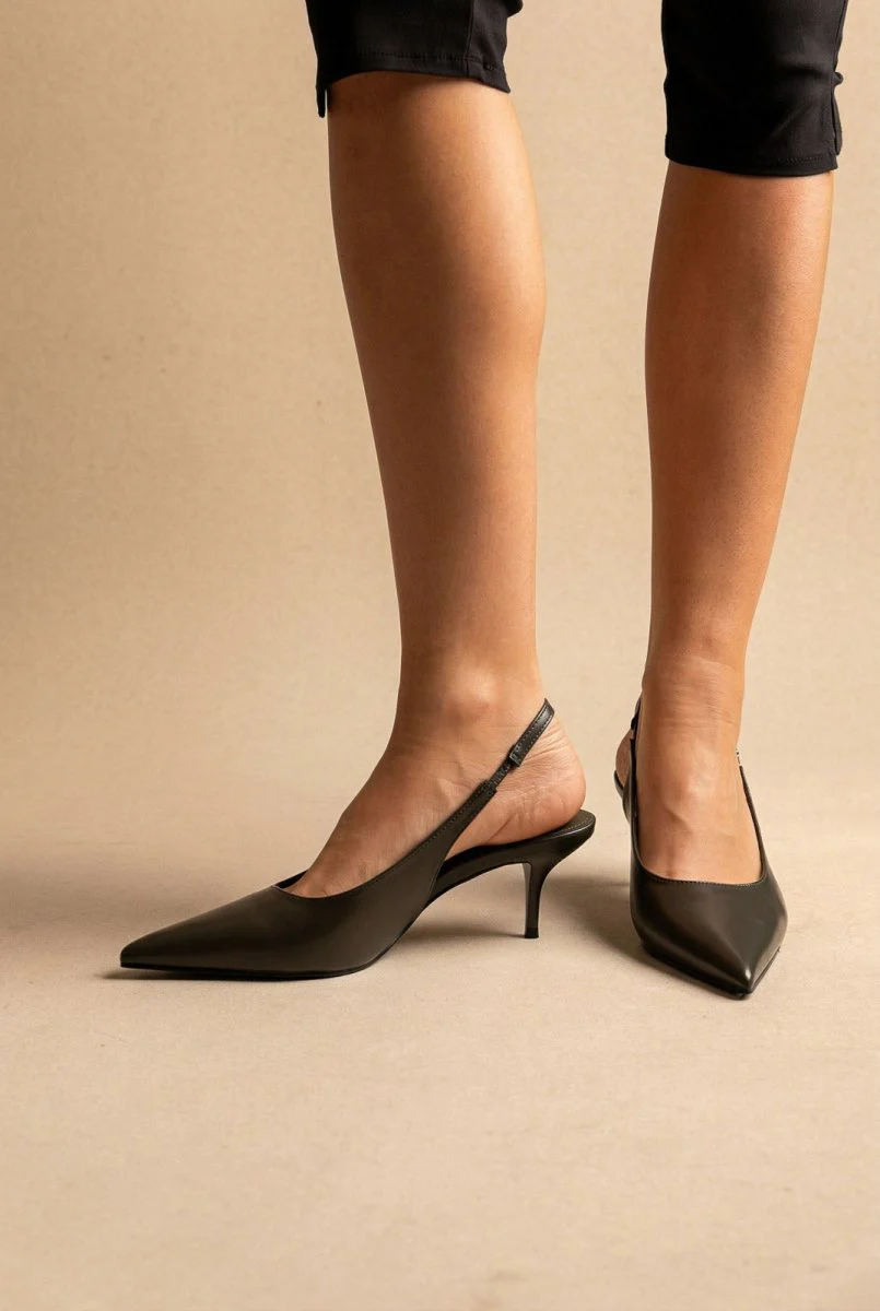 Γόβες Slingback Kitten Heel - Λαδί Ματ - Image 5