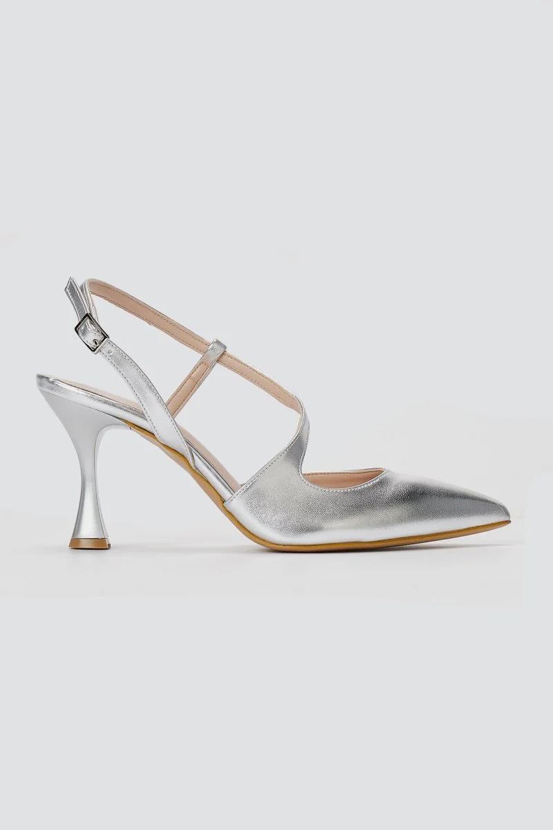 Γόβες Slingback - Ασημί Λάμψη - Image 2