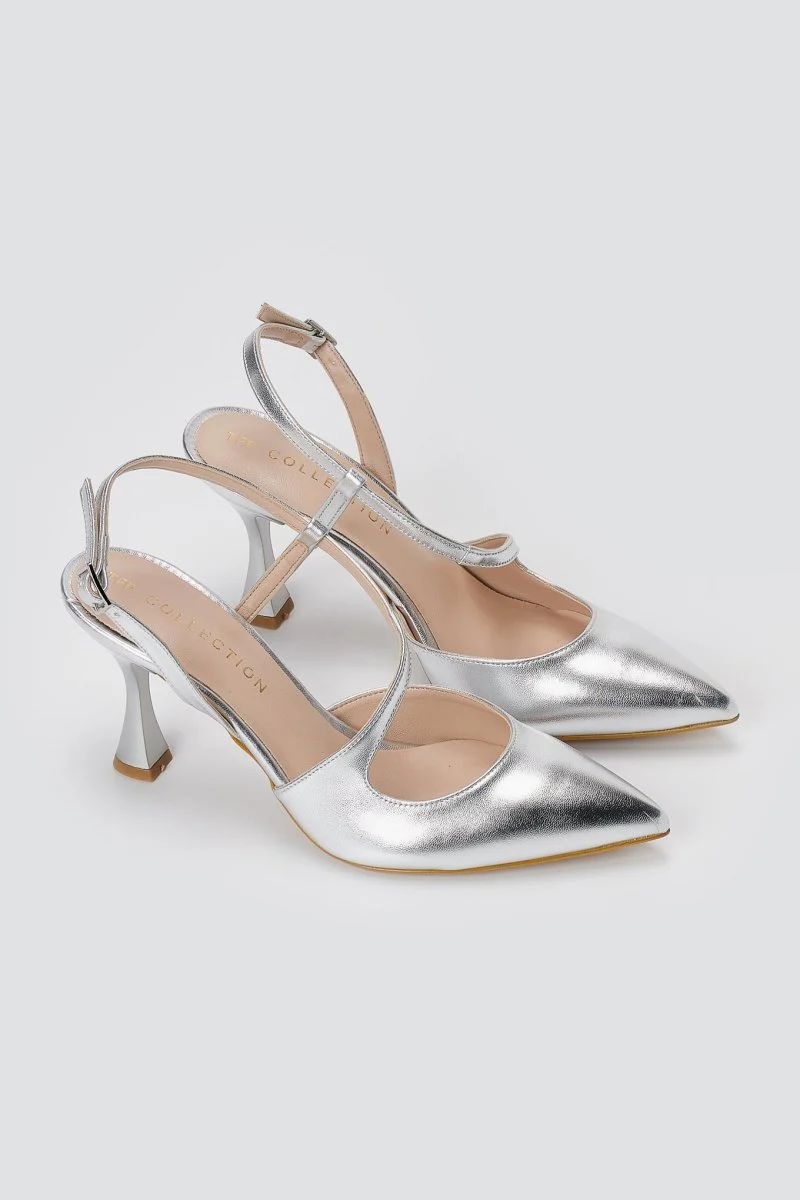 Γόβες Slingback - Ασημί Λάμψη - Image 3