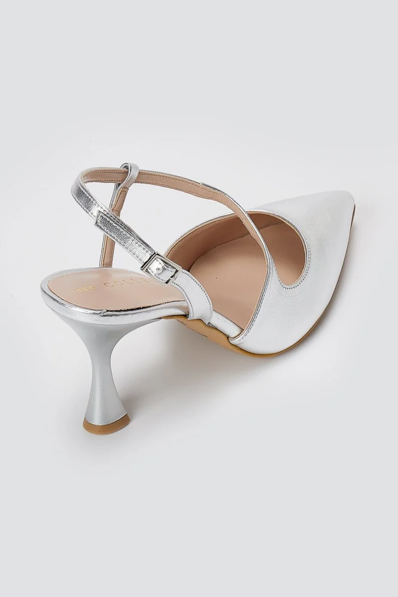 Γόβες Slingback - Ασημί Λάμψη - Image 6