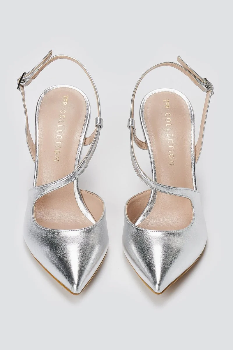 Γόβες Slingback - Ασημί Λάμψη - Image 7