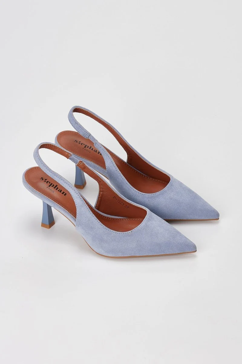 Γόβες Slingback με λεπτό τακούνι - Ανοιχτό Μπλε Σουέντ - Image 4