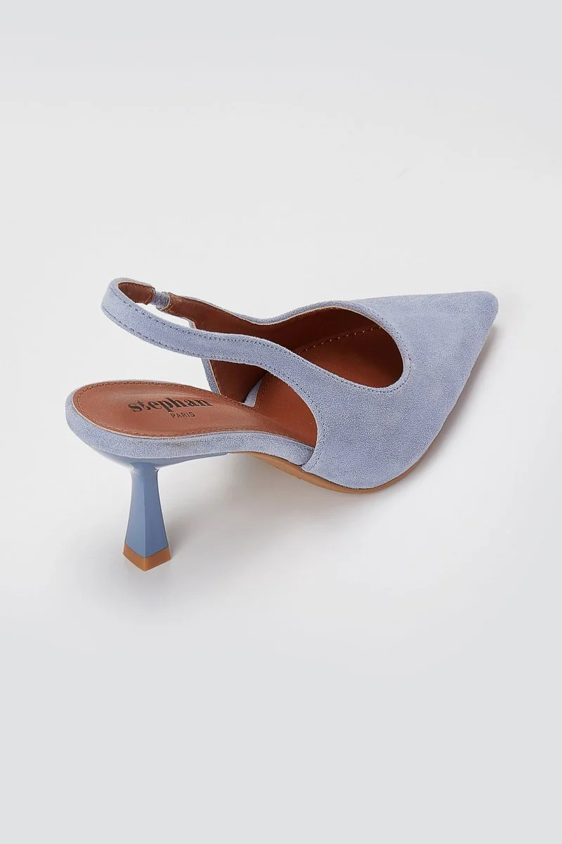 Γόβες Slingback με λεπτό τακούνι - Ανοιχτό Μπλε Σουέντ - Image 7