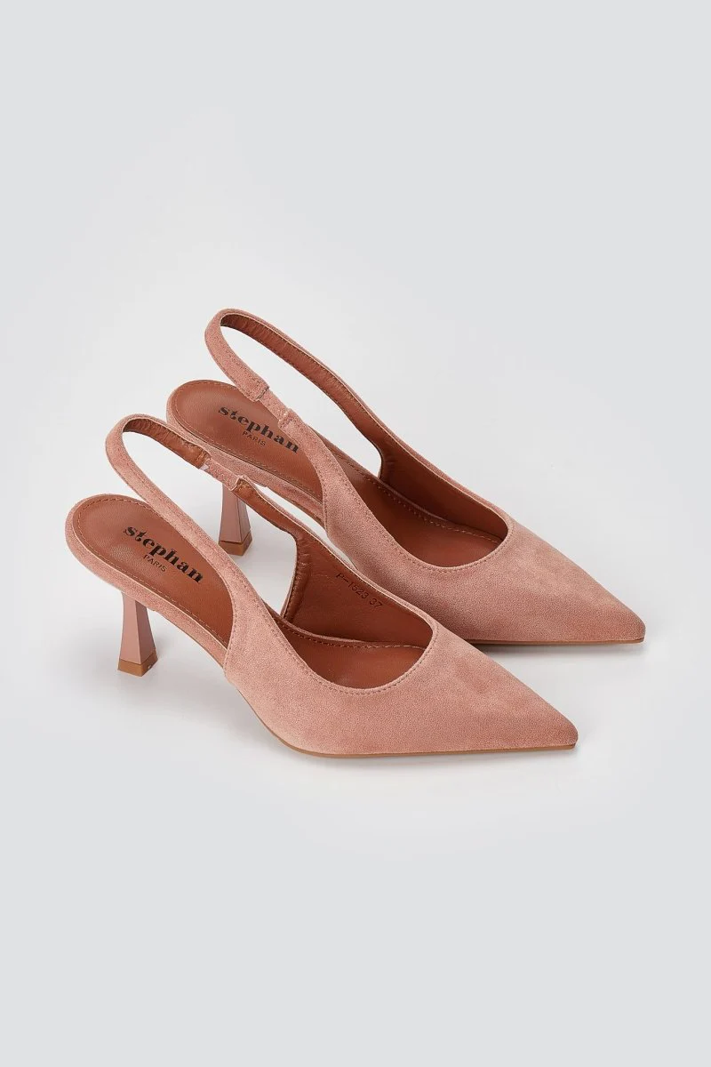 Γόβες Slingback με λεπτό τακούνι - Ροζ Σουέντ - Image 4