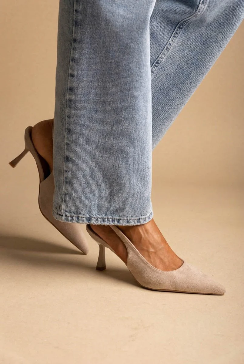 Γόβες Slingback με λεπτό τακούνι - Τάουπε Σουέντ