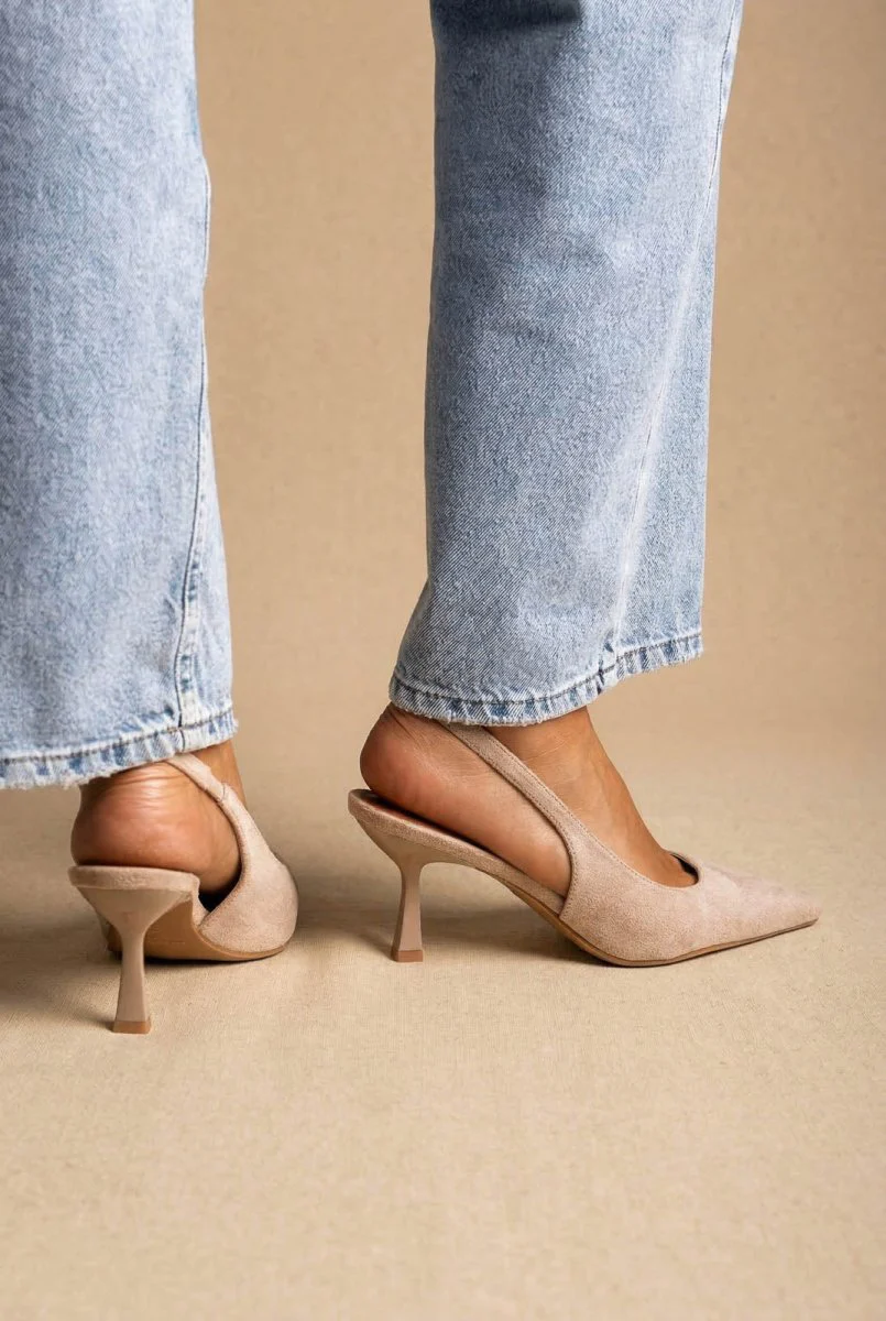 Γόβες Slingback με λεπτό τακούνι - Τάουπε Σουέντ - Image 7