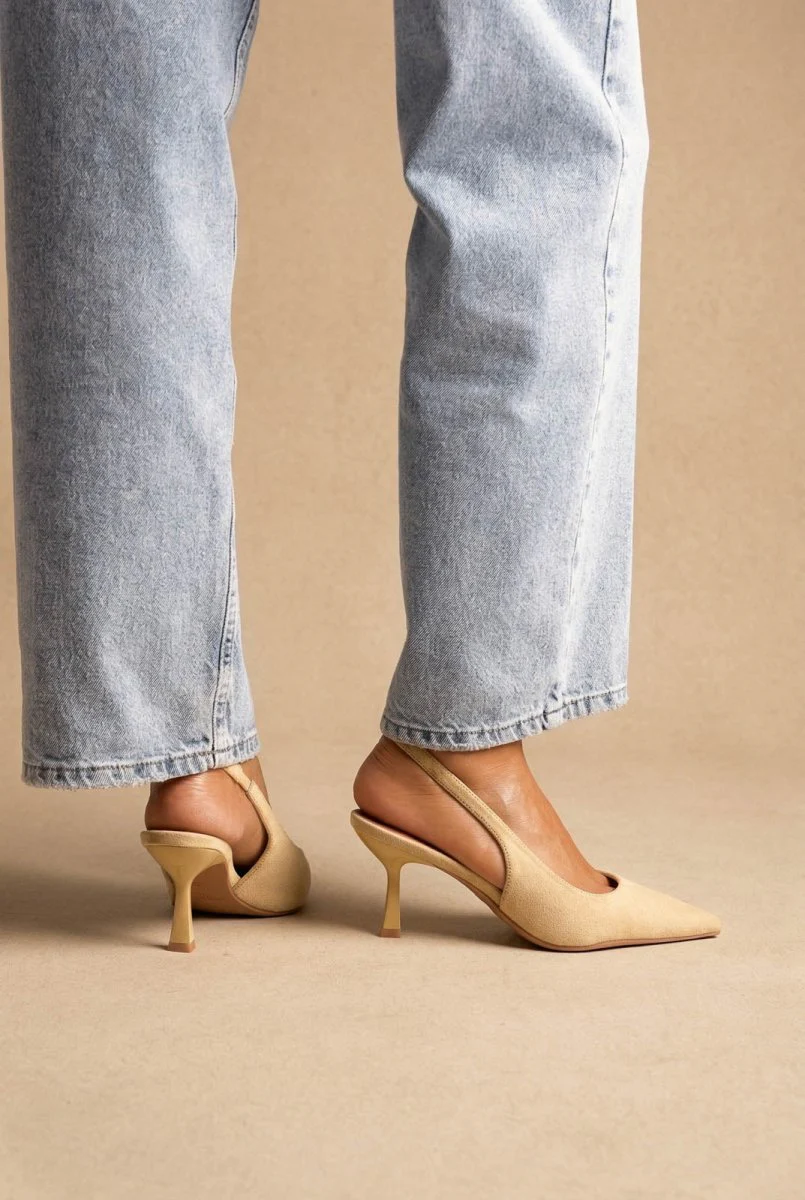 Γόβες Slingback με λεπτό τακούνι - Κίτρινο Σουέντ - Image 8