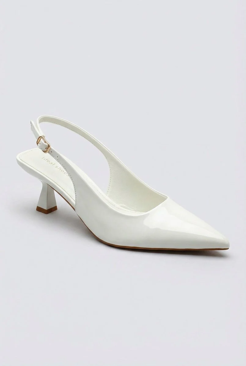 Γόβες Slingback - Λευκό Λουστρίνι - Image 2