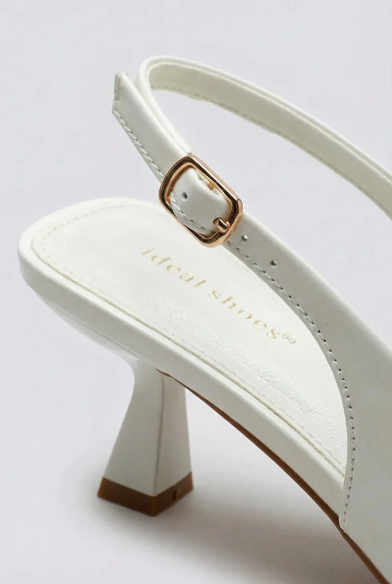 Γόβες Slingback - Λευκό Λουστρίνι - Image 3