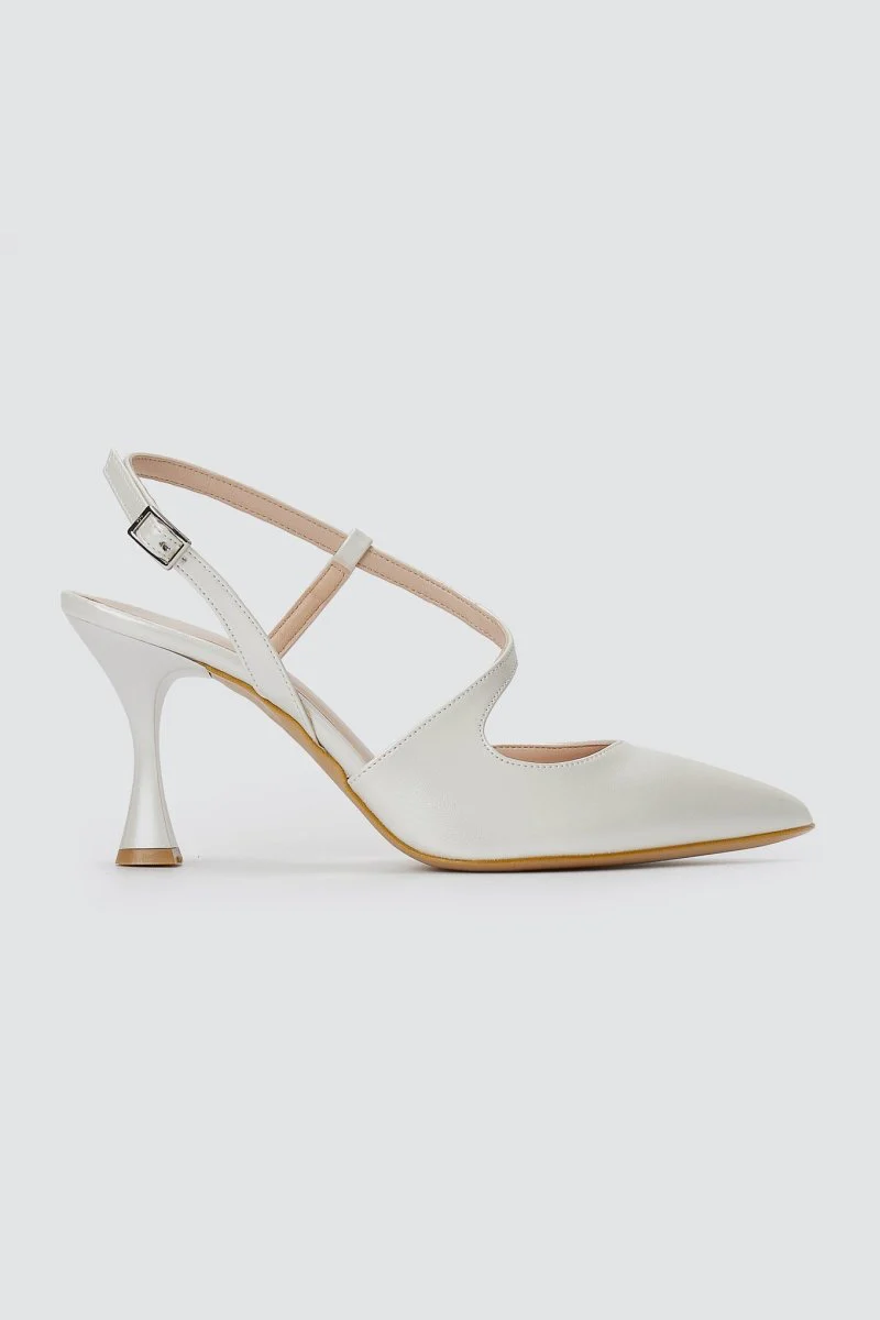 Slingback Pumps - White Pearl - Image 2