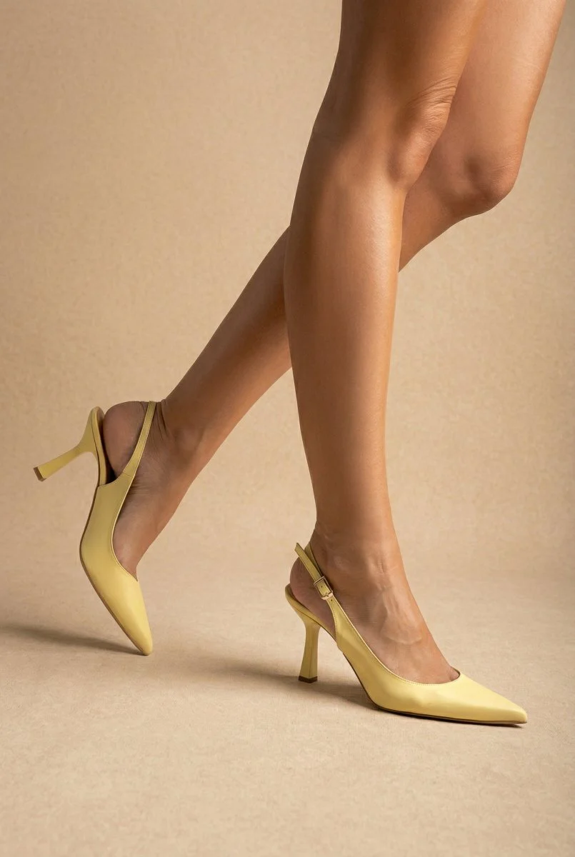 Γόβες Slingback - Κίτρινο Ματ - Image 7