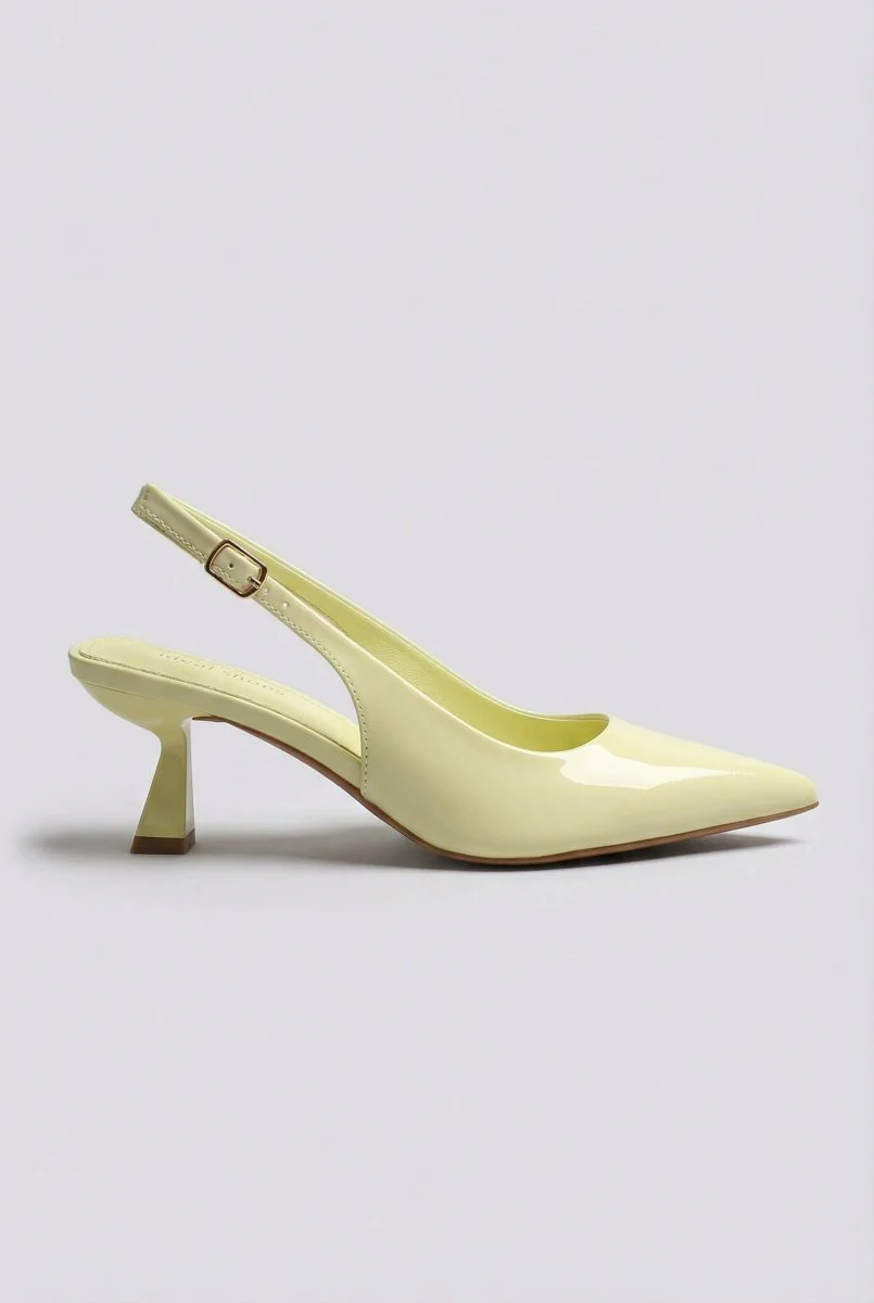 Γόβες Slingback - Κίτρινο Λουστρίνι - Image 5