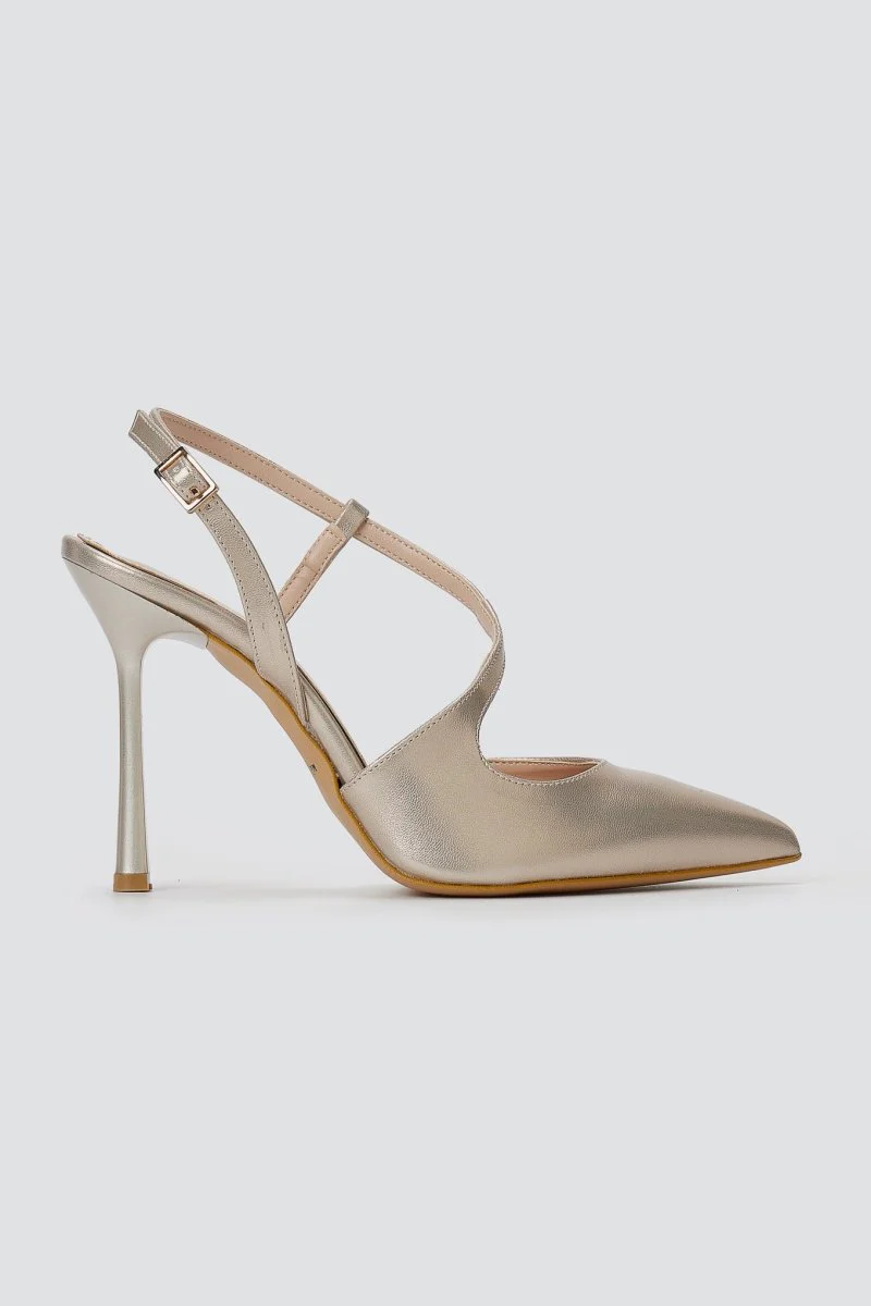 Γόβες στιλέτο Slingback - Άμμου Ματ - Image 2