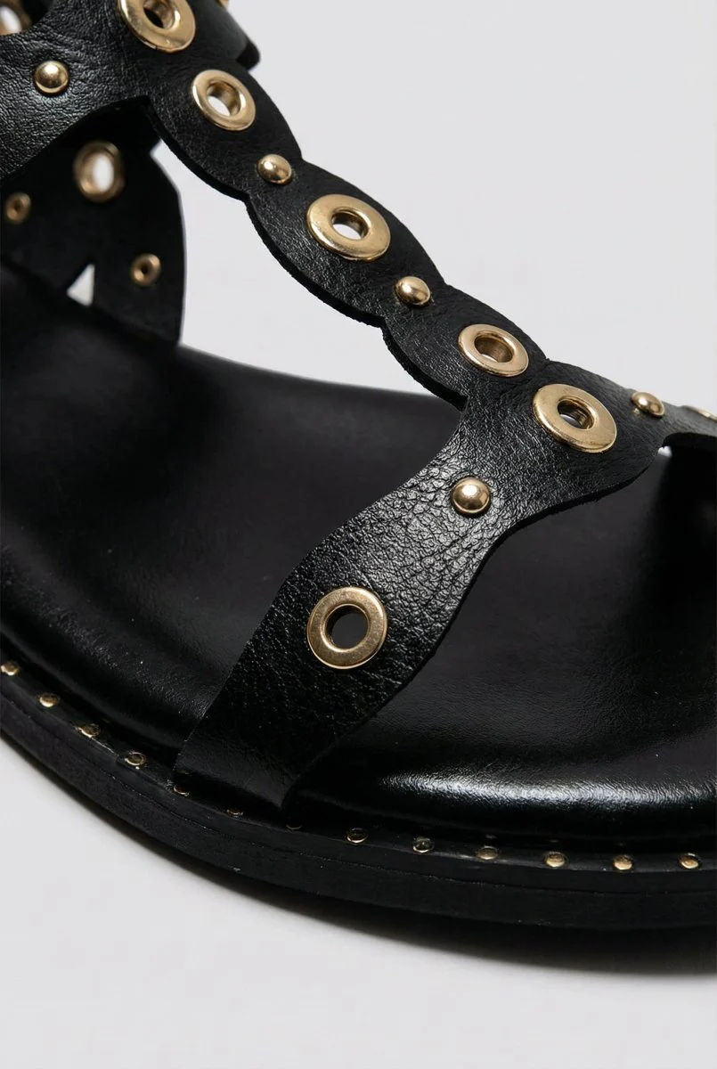 Σανδάλια Slingback με λουρί σε σχήμα Τ - Μαύρο Ματ - Image 2