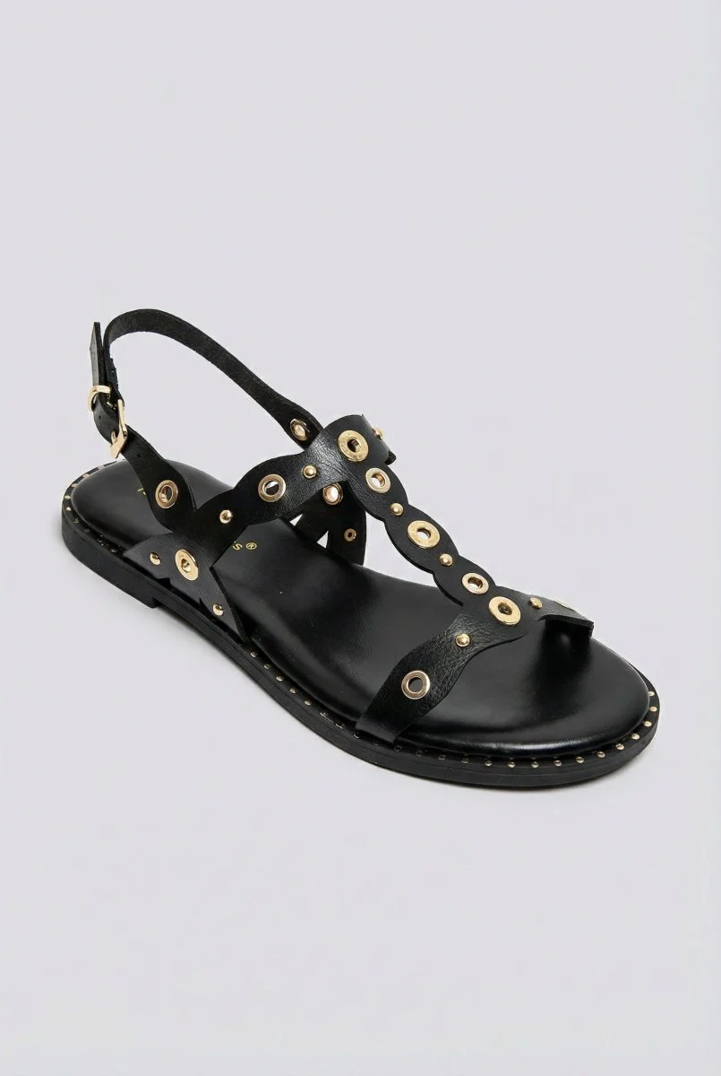 Σανδάλια Slingback με λουρί σε σχήμα Τ - Μαύρο Ματ - Image 4