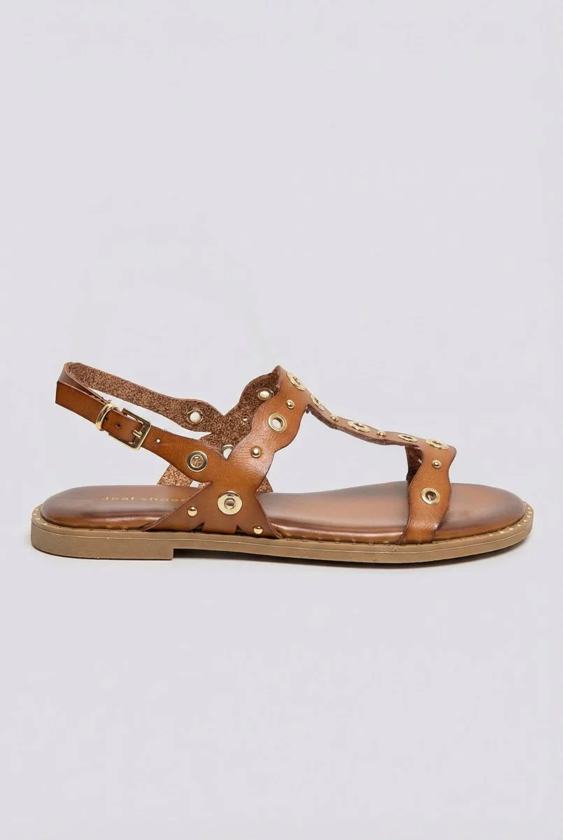 Σανδάλια Slingback με λουρί Τ - Ταμπά Ματ - Image 2