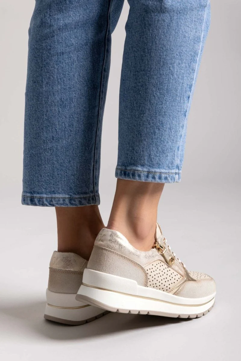 Sneakers με φερμουάρ - Μπεζ - Image 3