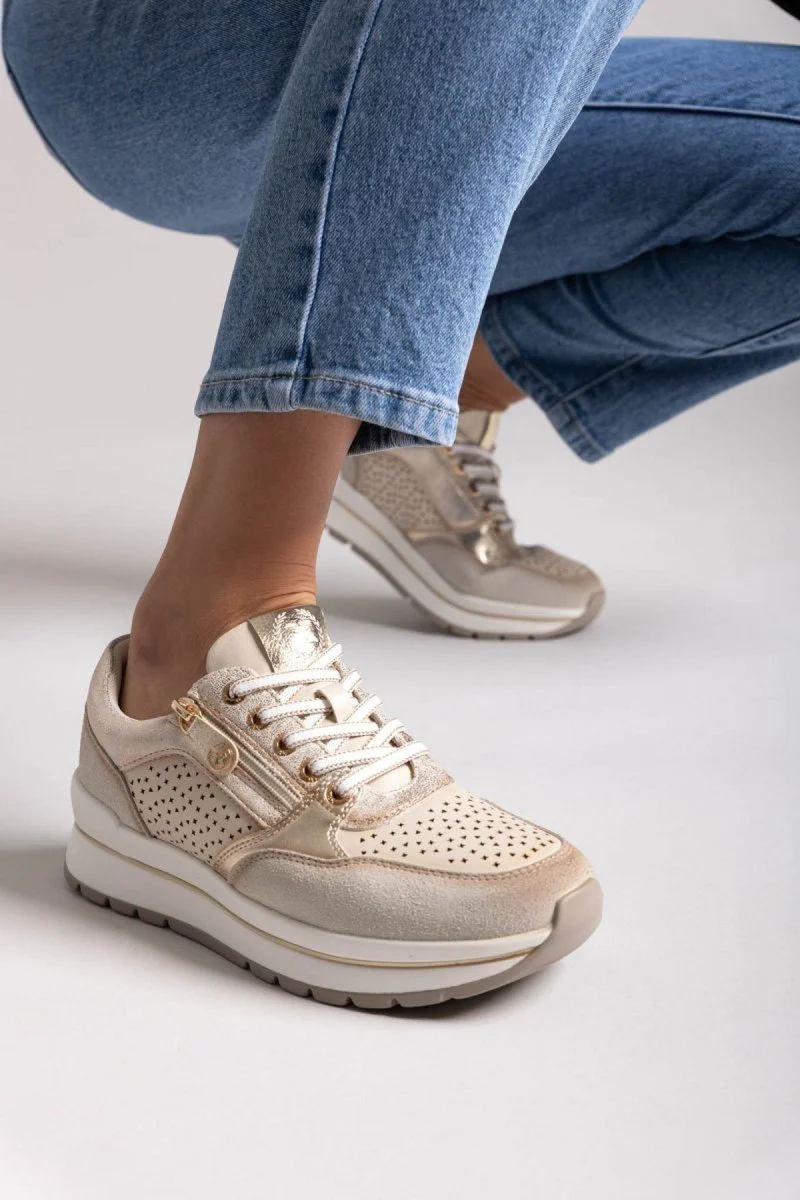 Sneakers με φερμουάρ - Μπεζ - Image 4