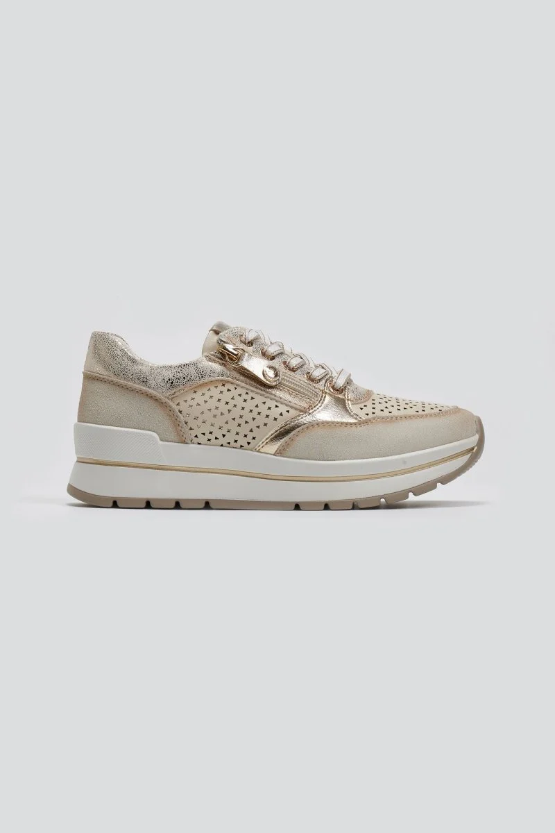 Sneakers με φερμουάρ - Μπεζ - Image 5