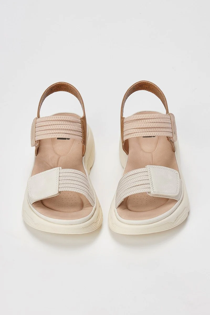 Αθλητικά Flatform σανδάλια με λουράκι Velcro - Μπεζ Ματ - Image 3