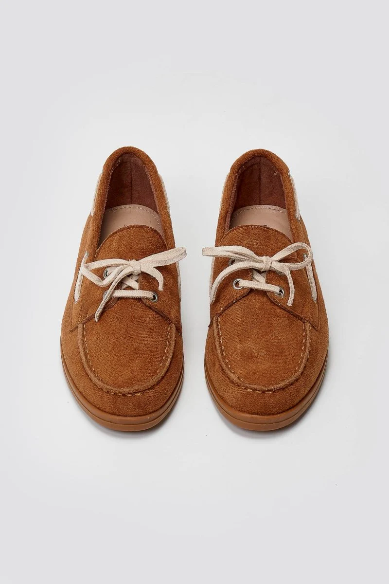 Σουέτ μοκασίνια με δίχρωμα κορδόνια - Camel Suede - Image 4