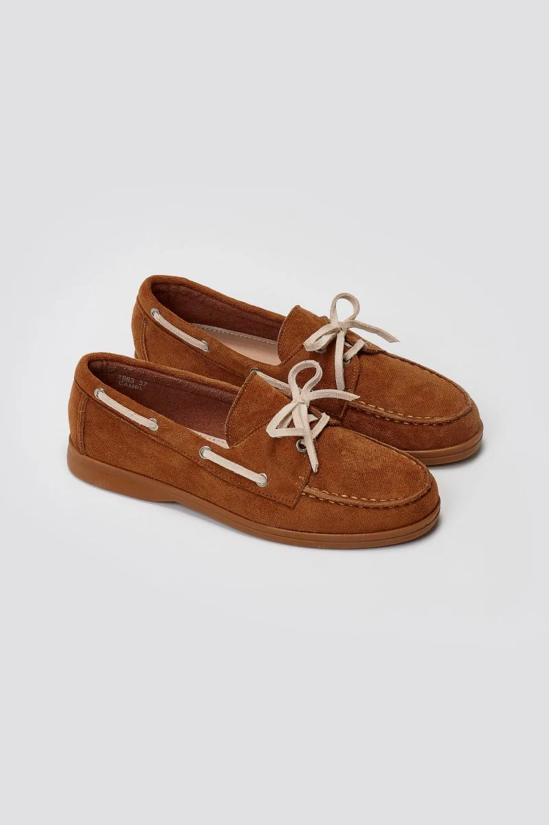 Σουέτ μοκασίνια με δίχρωμα κορδόνια - Camel Suede - Image 7