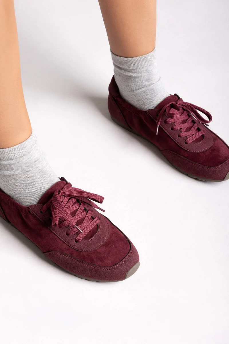 Σουέτ χαμηλά sneakers - μπορντό σουέτ - Image 4