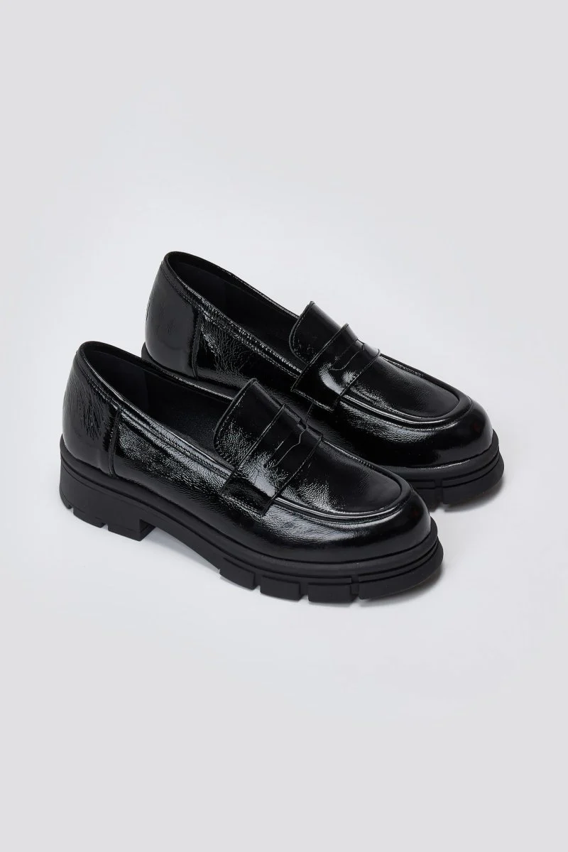 Loafers με τρακτερωτή σόλα - Μαύρο λουστρίνι - Image 4