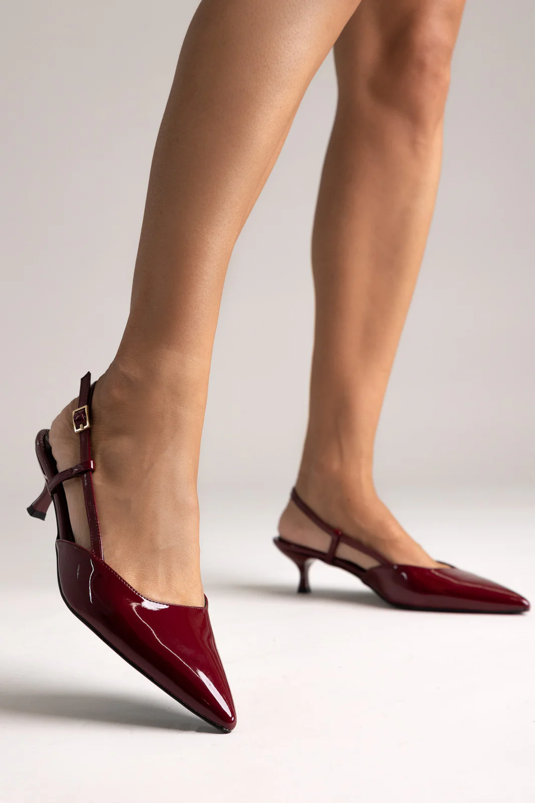 Γόβες slingback μυτερές - Μπορντώ Λουστρίνι