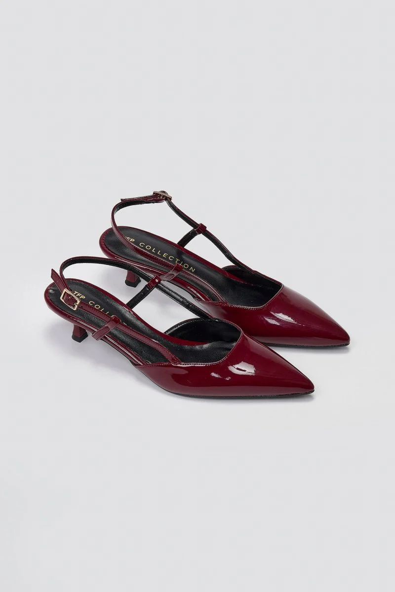Γόβες slingback μυτερές - Μπορντώ Λουστρίνι - Image 4