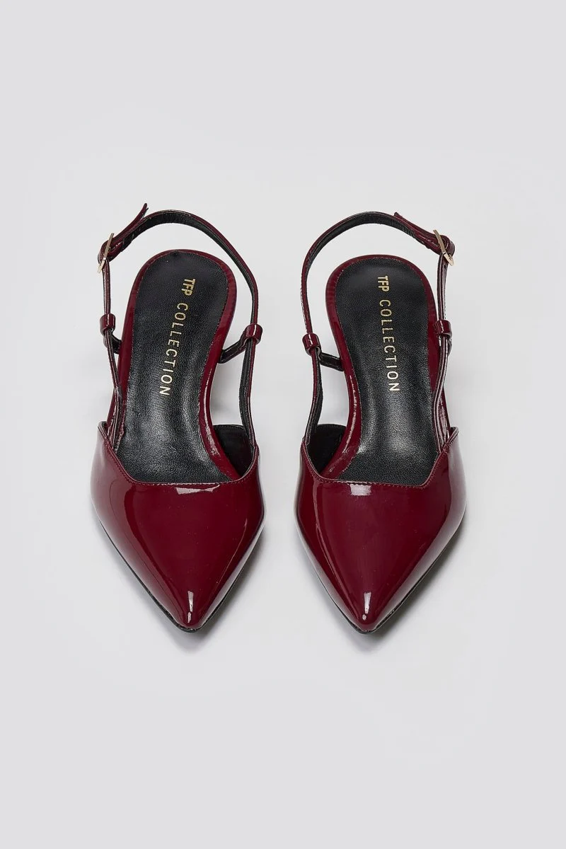 Γόβες slingback μυτερές - Μπορντώ Λουστρίνι - Image 7