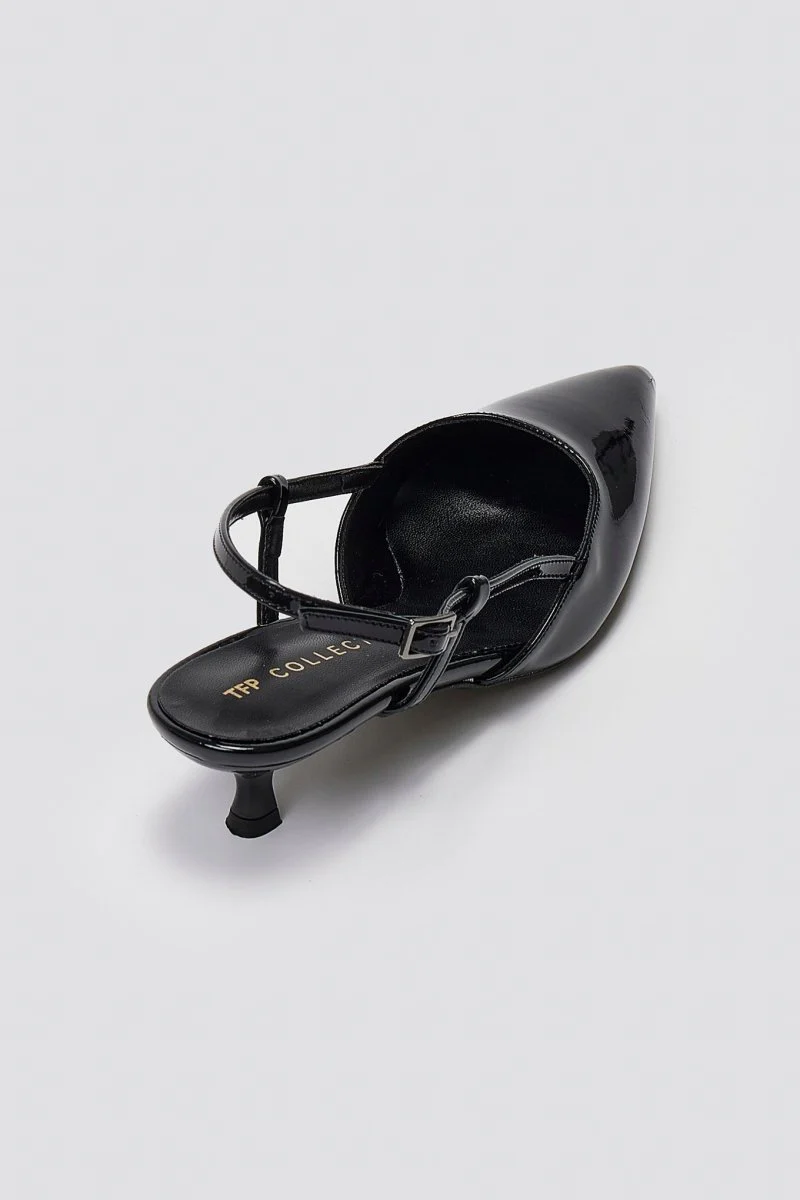 Γόβες slingback μυτερές - Μαύρο Λουστρίνι - Image 7
