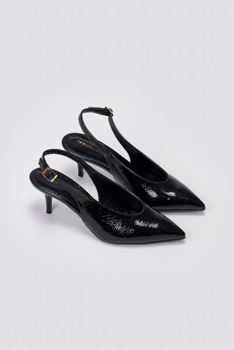 Γόβες slingback με χαμηλό τακούνι - Μαύρο Λουστρίνι - Image 4