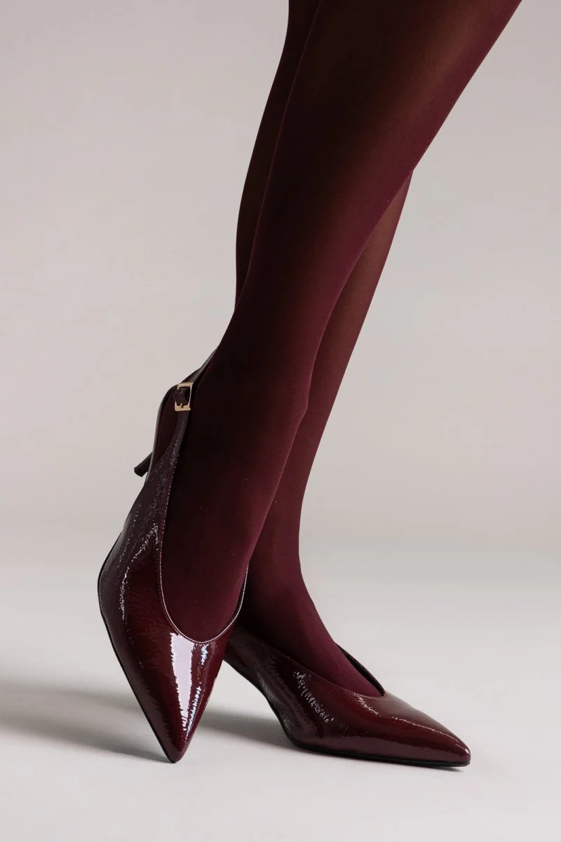 Γόβες slingback με χαμηλό τακούνι - Μπορντώ Λουστρίνι - Image 2