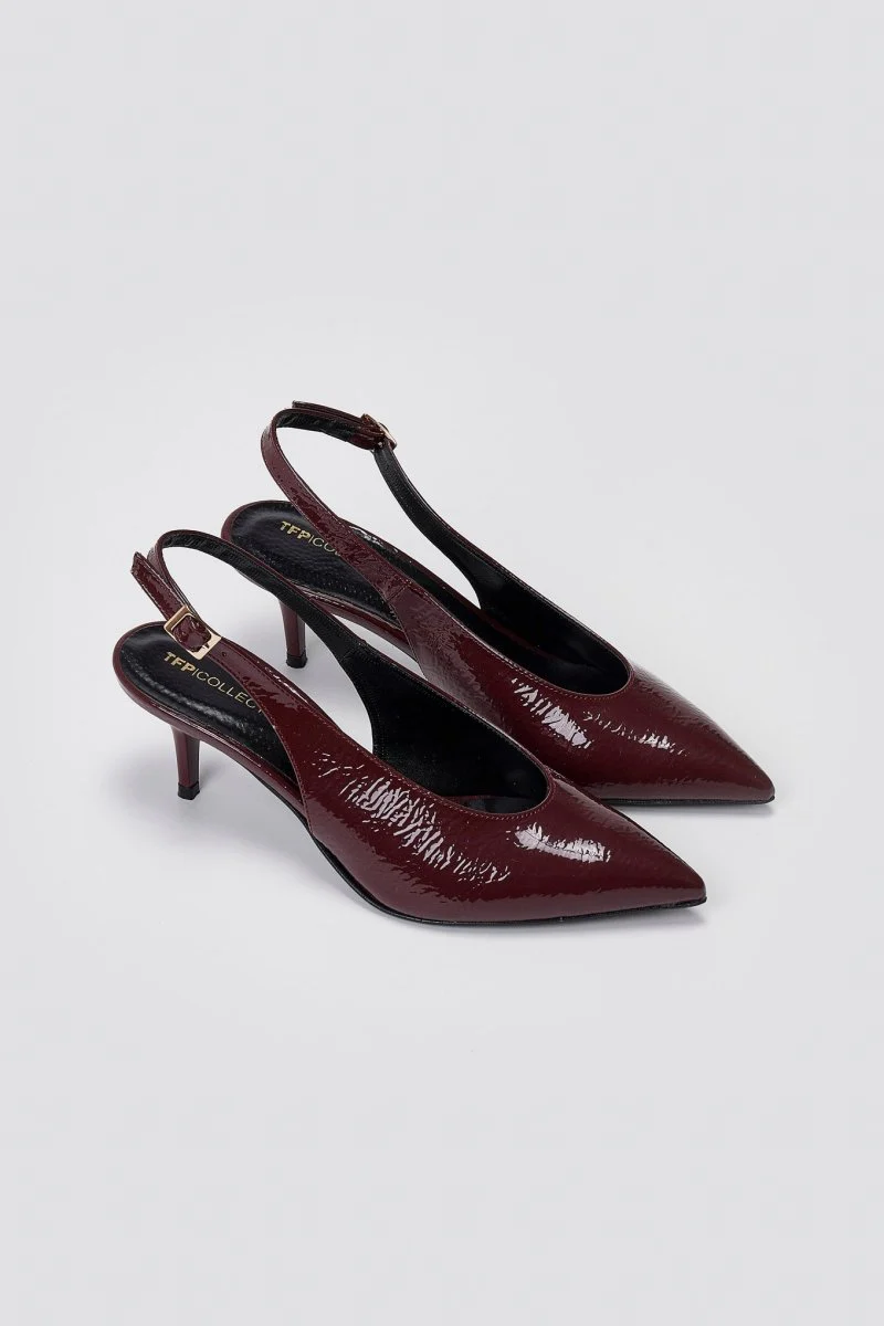 Γόβες slingback με χαμηλό τακούνι - Μπορντώ Λουστρίνι - Image 4
