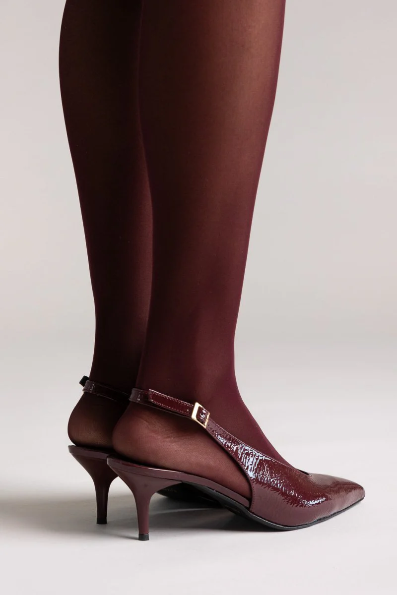 Γόβες slingback με χαμηλό τακούνι - Μπορντώ Λουστρίνι - Image 6