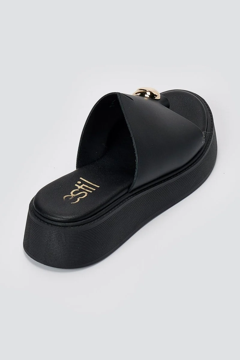 Flatform με μεταλλική λεπτομέρεια - Μαύρο Ματ - Image 2